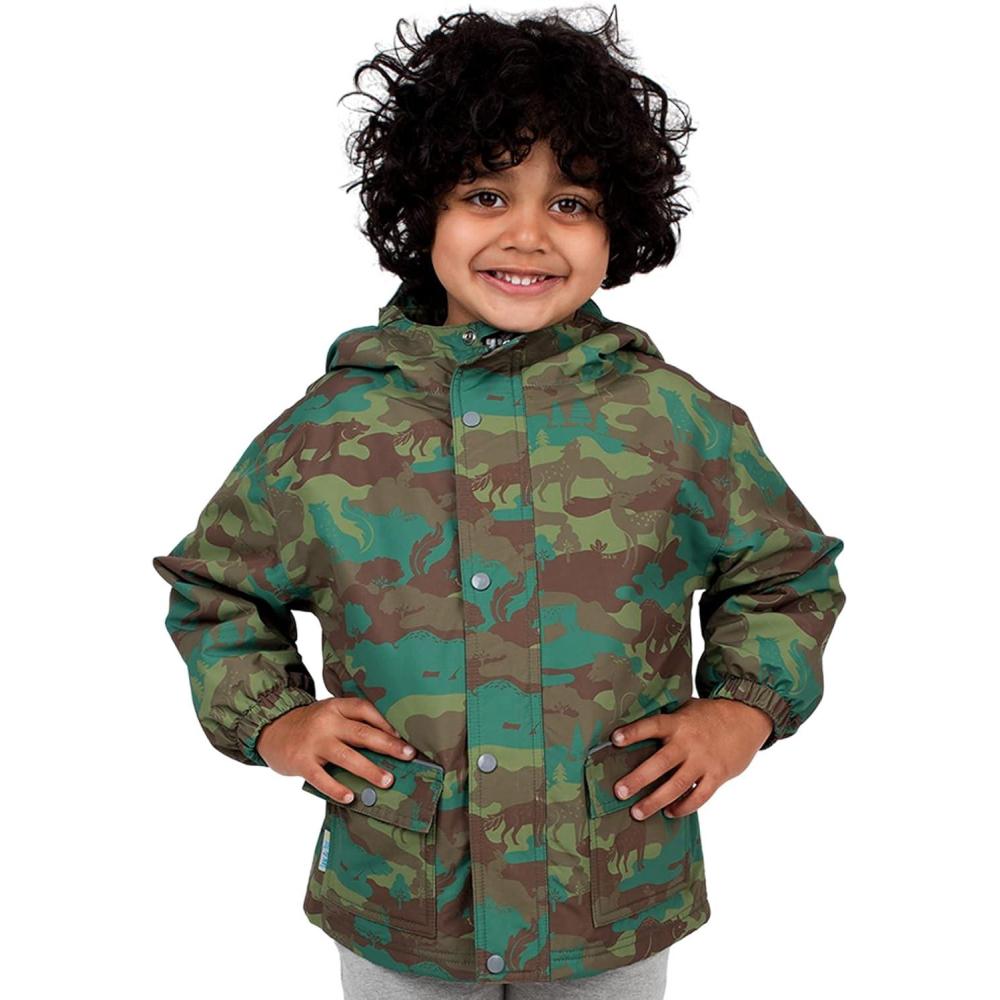 image:imageJAN amp JUL Waterproof Fleece Lined Rain Jacket Raincoat for KidsFleecelined Woodland Camo