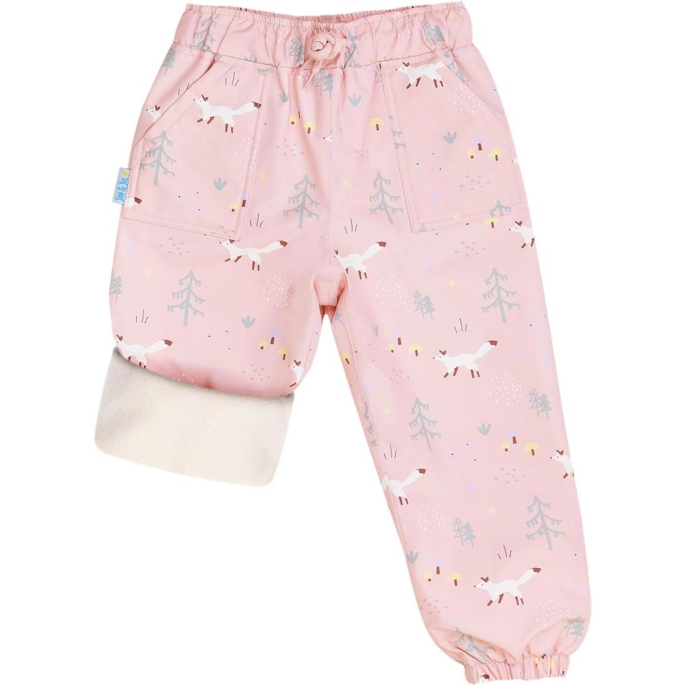 image:imageJAN amp JUL Waterproof Fleece Lined Snow and Rain Pants for Toddlers and KidsFleecelined Pink Forest