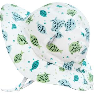 JAN & JUL Adjustable Cotton Floppy Sun Hat with 50+ UPF Protection for Boys(Fish Friends)