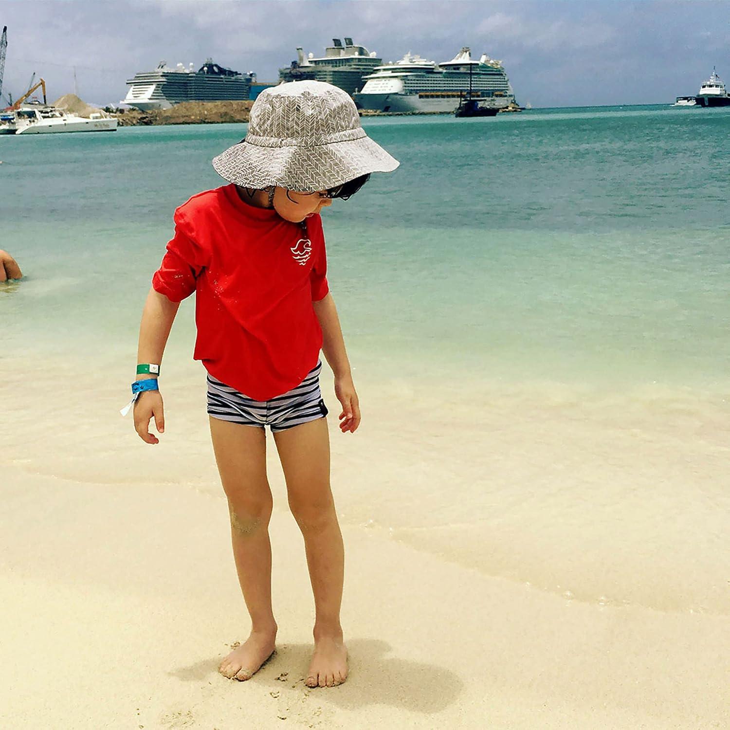 image:imageJAN amp JUL GrowwithMe Cotton Bucket SunHat for Baby and KidsGrey Herringbone