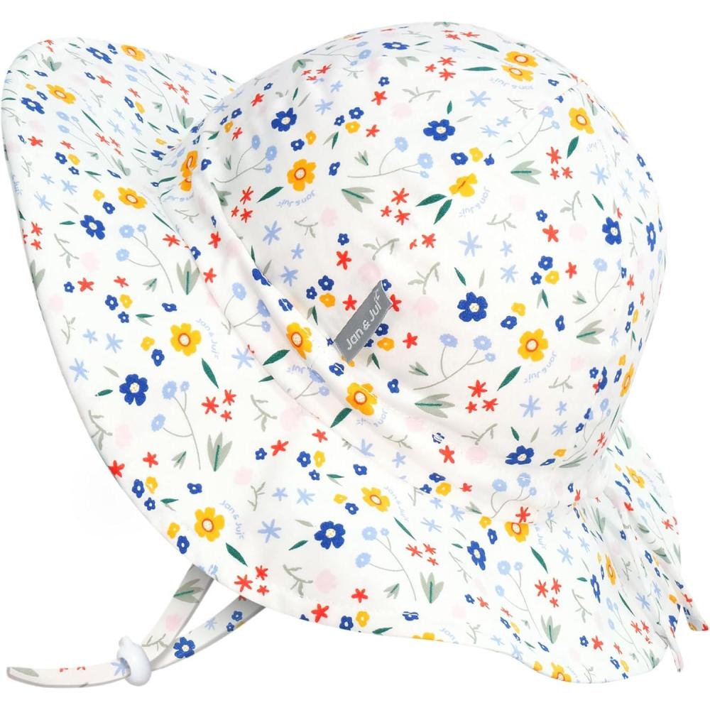 image:imageJAN amp JUL 50 UPF Cotton Sun Hat with Wide Brim for Toddler GirlsMeadow Flowers