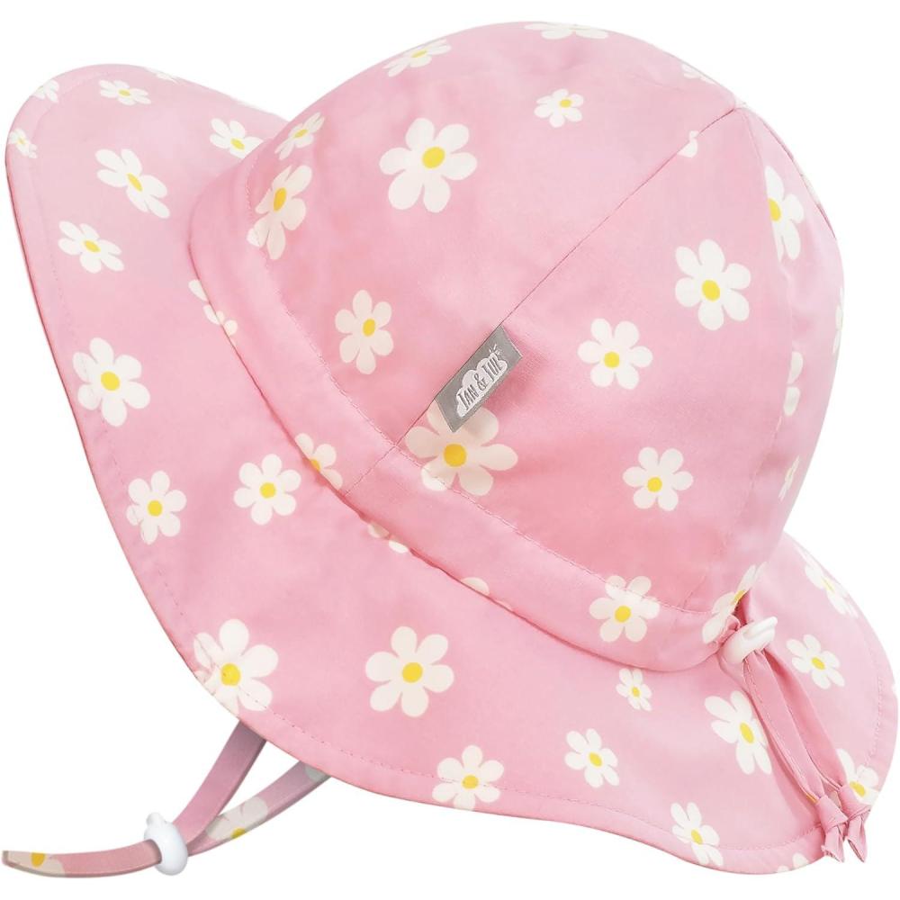 image:imageJAN amp JUL 50 UPF Cotton Sun Hat with Wide Brim for Toddler GirlsPink Daisy