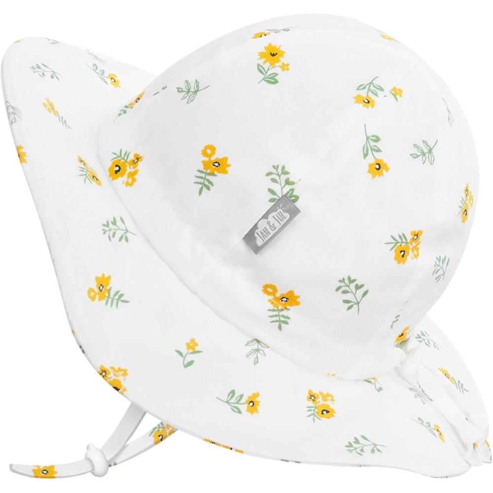 image:imageJAN amp JUL 50 UPF Cotton Sun Hat with Wide Brim for Toddler GirlsYellow Flower