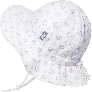 JAN & JUL 50+ UPF Cotton Sun Hat with Wide Brim for Toddler Girls(Diamond Hearts)