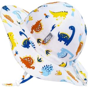 JAN & JUL 50+ UPF Cotton Sun Hat with Wide Brim for Toddler Girls(Dino Kids)