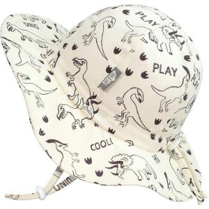 JAN & JUL 50+ UPF Cotton Sun Hat with Wide Brim for Toddler Girls(Dino Play)