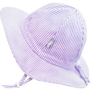 JAN & JUL 50+ UPF Cotton Sun Hat with Wide Brim for Toddler Girls(Purple Stripes)