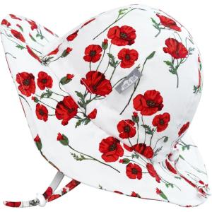 JAN & JUL 50+ UPF Cotton Sun Hat with Wide Brim for Toddler Girls(Red Poppy)