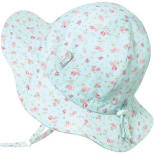 JAN & JUL 50+ UPF Cotton Sun Hat with Wide Brim for Toddler Girls(Retro Rose)