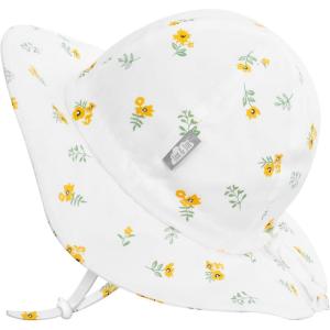 JAN & JUL 50+ UPF Cotton Sun Hat with Wide Brim for Toddler Girls(Yellow Flower)