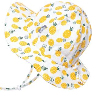 JAN & JUL 50+ UPF Cotton Sun Hat with Wide Brim for Toddler Girls(Yellow Pineapple)