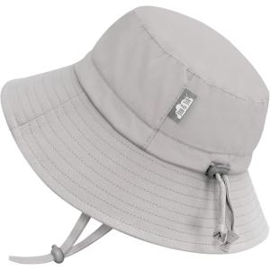 JAN & JUL Grow-with-Me Cotton Bucket Sun-Hat for Baby and Kids(Ash Grey)