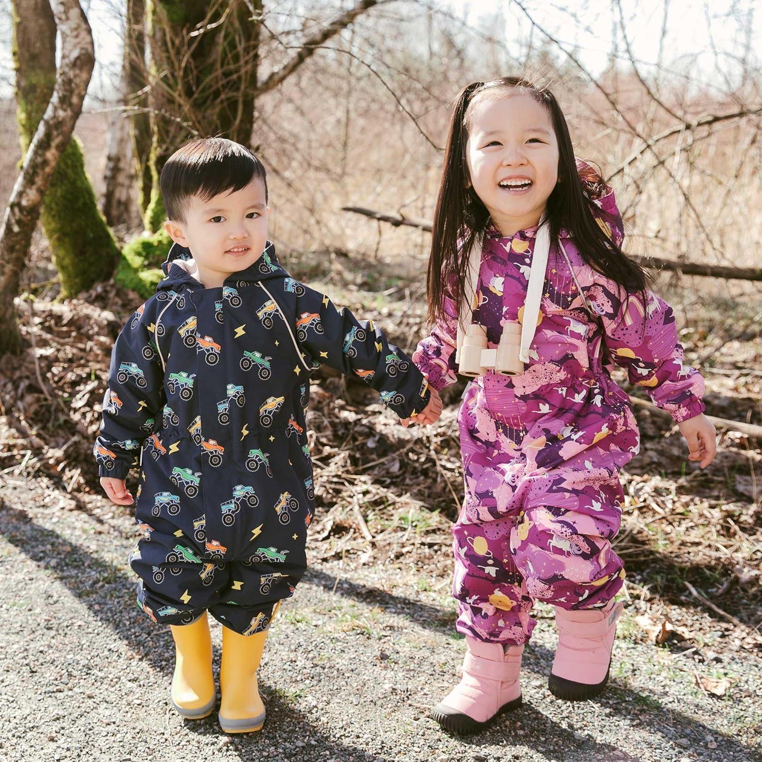 image:imageJAN amp JUL Waterproof Rain Suit Windproof Coveralls for Toddlers and KidsThinliner Big Trucks
