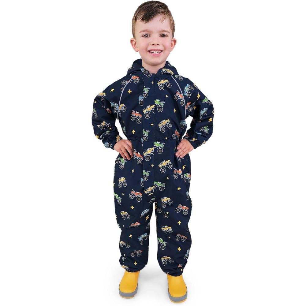 image:imageJAN amp JUL Waterproof Rain Suit Windproof Coveralls for Toddlers and KidsThinliner Big Trucks
