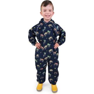 JAN & JUL Waterproof Rain Suit, Windproof Coveralls for Toddlers and Kids(Thin-liner: Big Trucks)