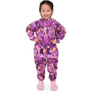 JAN & JUL Waterproof Rain Suit, Windproof Coveralls for Toddlers and Kids(Thin-liner: Purple Dream)