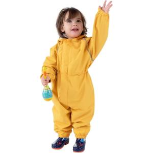 JAN & JUL Waterproof Rain Suit, Windproof Coveralls for Toddlers and Kids(Thin-liner: Yellow)