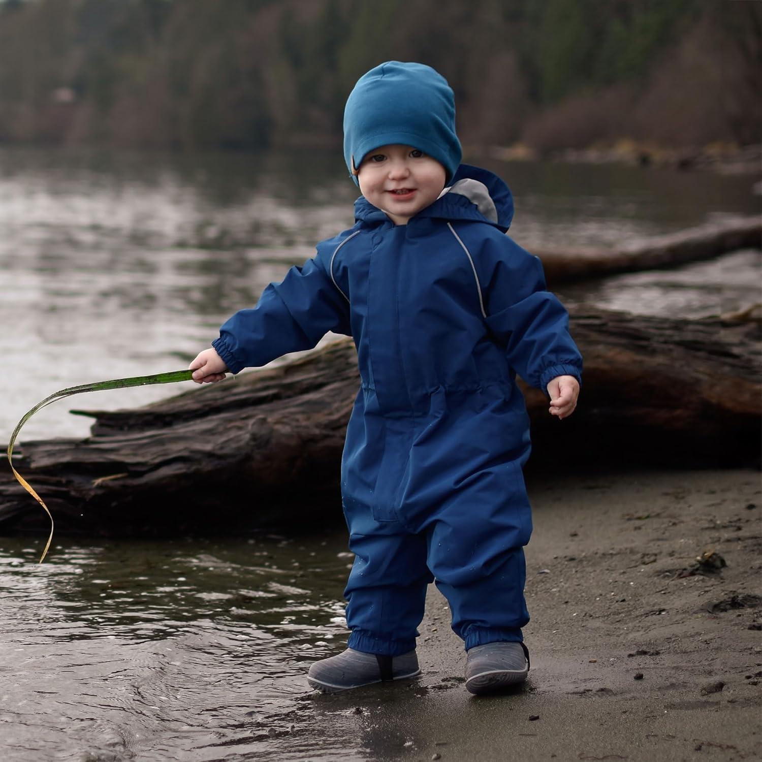 image:imageJAN amp JUL Waterproof Fleece Lined Rain Suit Coveralls for Toddlers and KidsFleecelined Nebula Blue