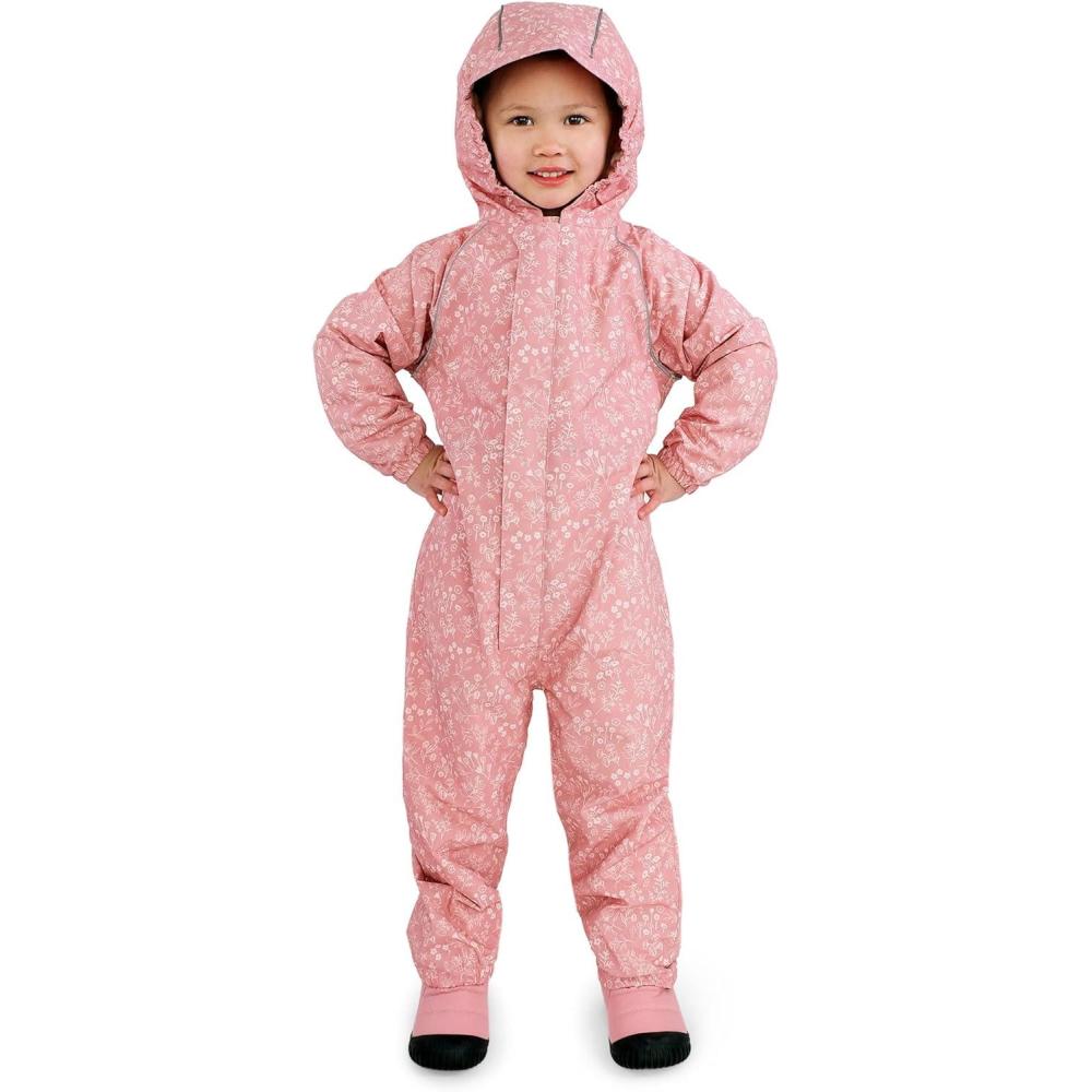 image:imageJAN amp JUL Waterproof Fleece Lined Rain Suit Coveralls for Toddlers and KidsFleecelined Prairie Flowers