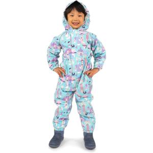 JAN & JUL Waterproof Fleece Lined Rain Suit, Coveralls for Toddlers and Kids(Fleece-lined: Enchanted)