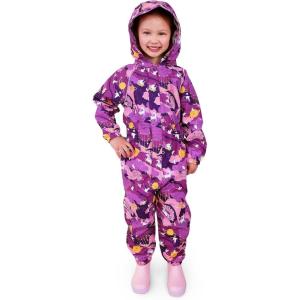 JAN & JUL Waterproof Fleece Lined Rain Suit, Coveralls for Toddlers and Kids(Fleece-lined: Purple Dream)