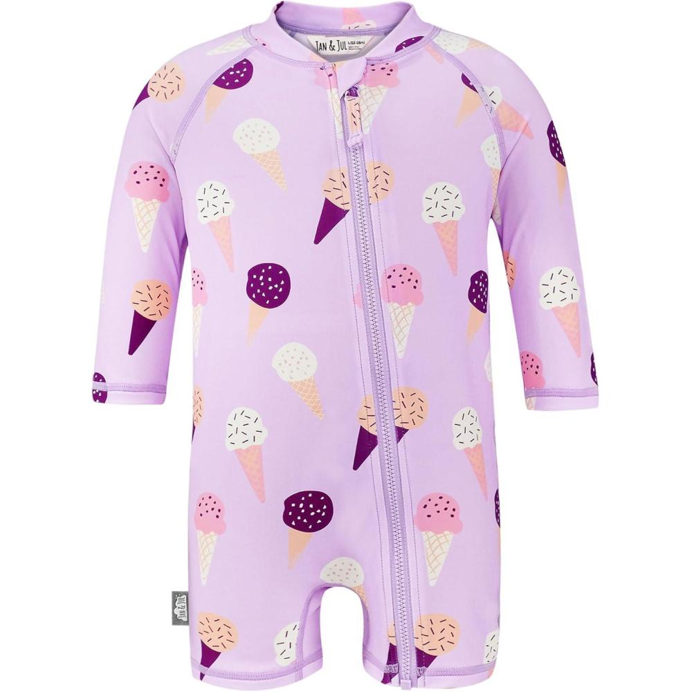 image:imageJAN amp JUL Long Sleeve 1pc UV Jumpsuit Rash Guard Baby ToddlerLavender Ice Cream