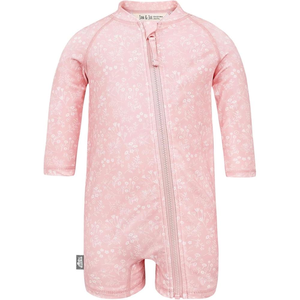 image:imageJAN amp JUL Long Sleeve 1pc UV Jumpsuit Rash Guard Baby ToddlerPink Prairie