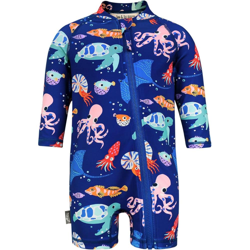 image:imageJAN amp JUL Long Sleeve 1pc UV Jumpsuit Rash Guard Baby ToddlerSea Friends