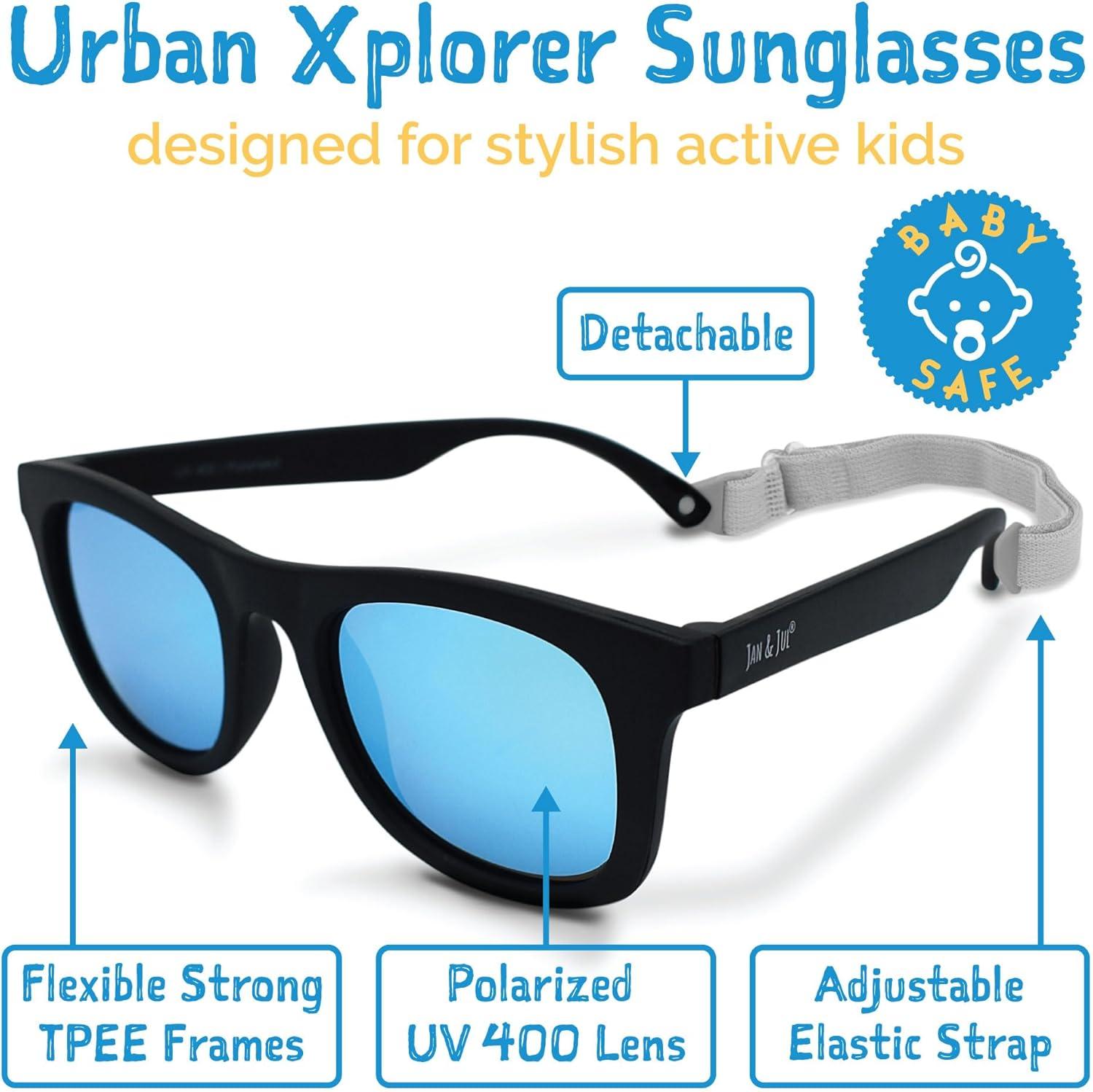 image:imageJAN amp JUL Baby Toddler Kids Flexible UV400 Polarized Sunglasses with Strap for Girls BoysBlack Aurora