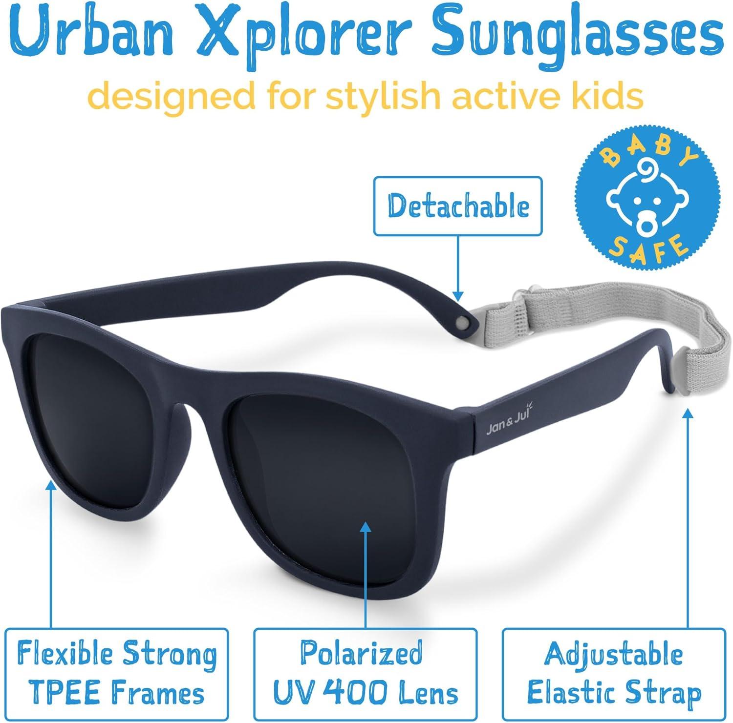 image:imageJAN amp JUL Baby Toddler Kids Flexible UV400 Polarized Sunglasses with Strap for Girls BoysDark Navy