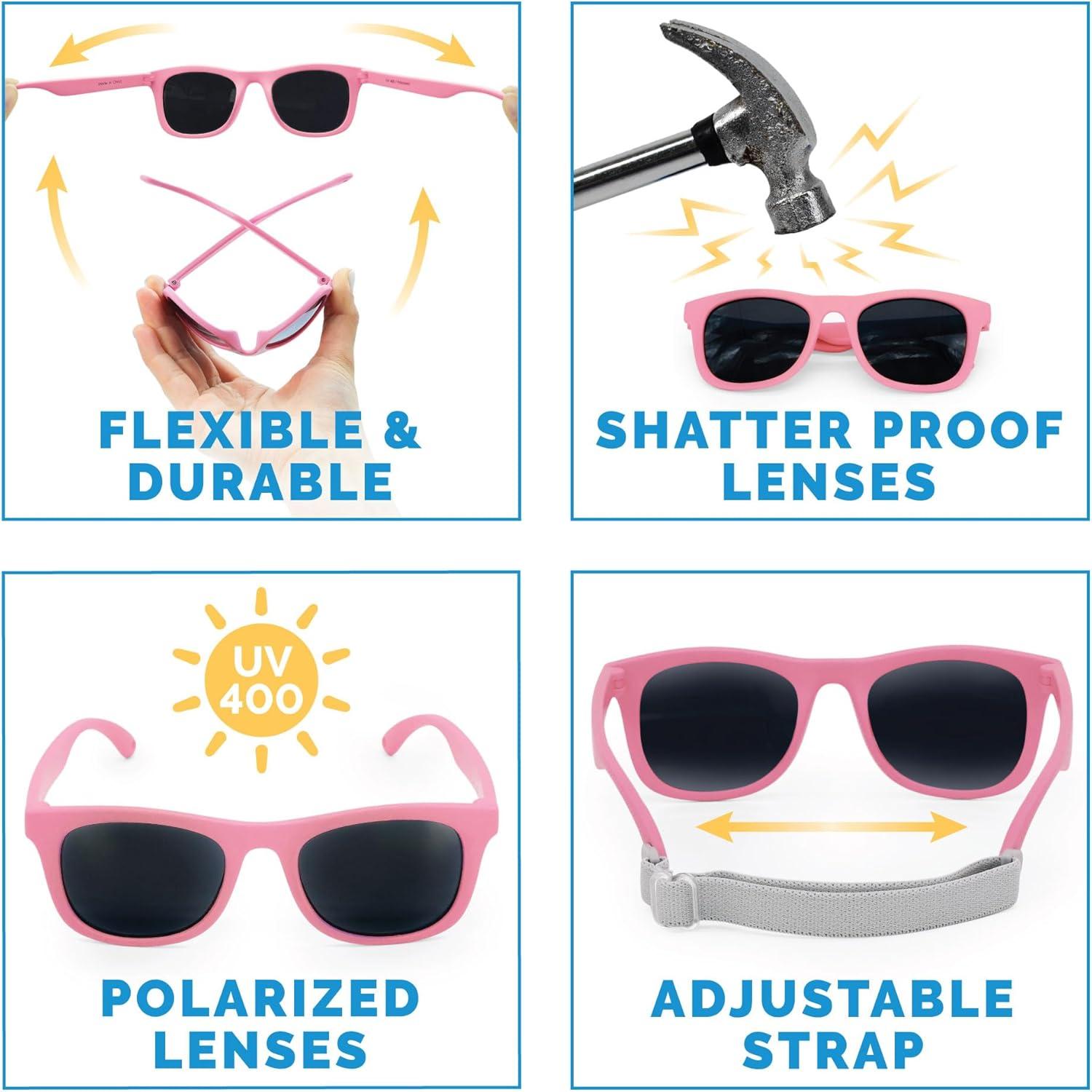 image:imageJAN amp JUL Baby Toddler Kids Flexible UV400 Polarized Sunglasses with Strap for Girls BoysDusty Purple