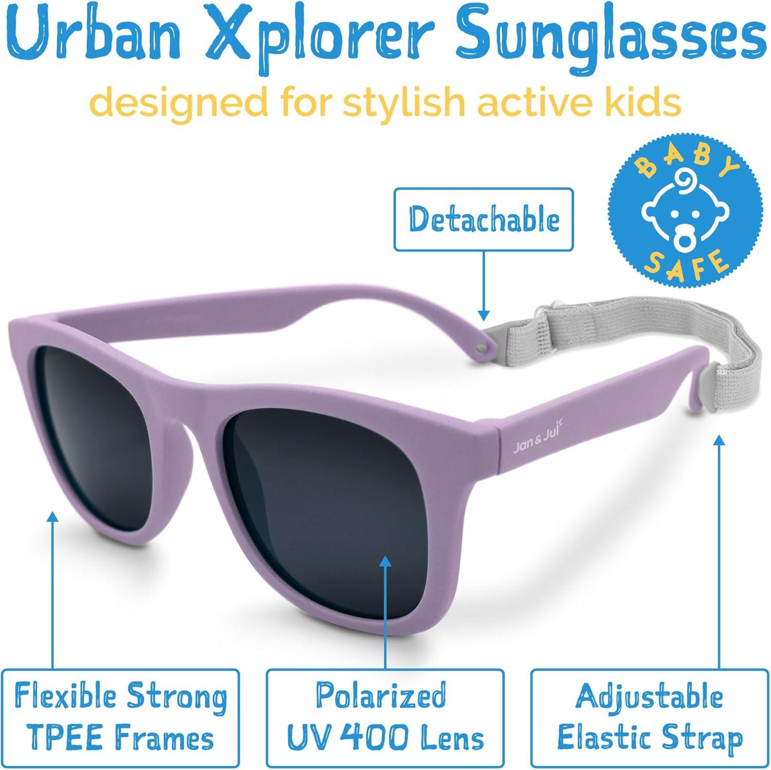 image:imageJAN amp JUL Baby Toddler Kids Flexible UV400 Polarized Sunglasses with Strap for Girls BoysDusty Purple