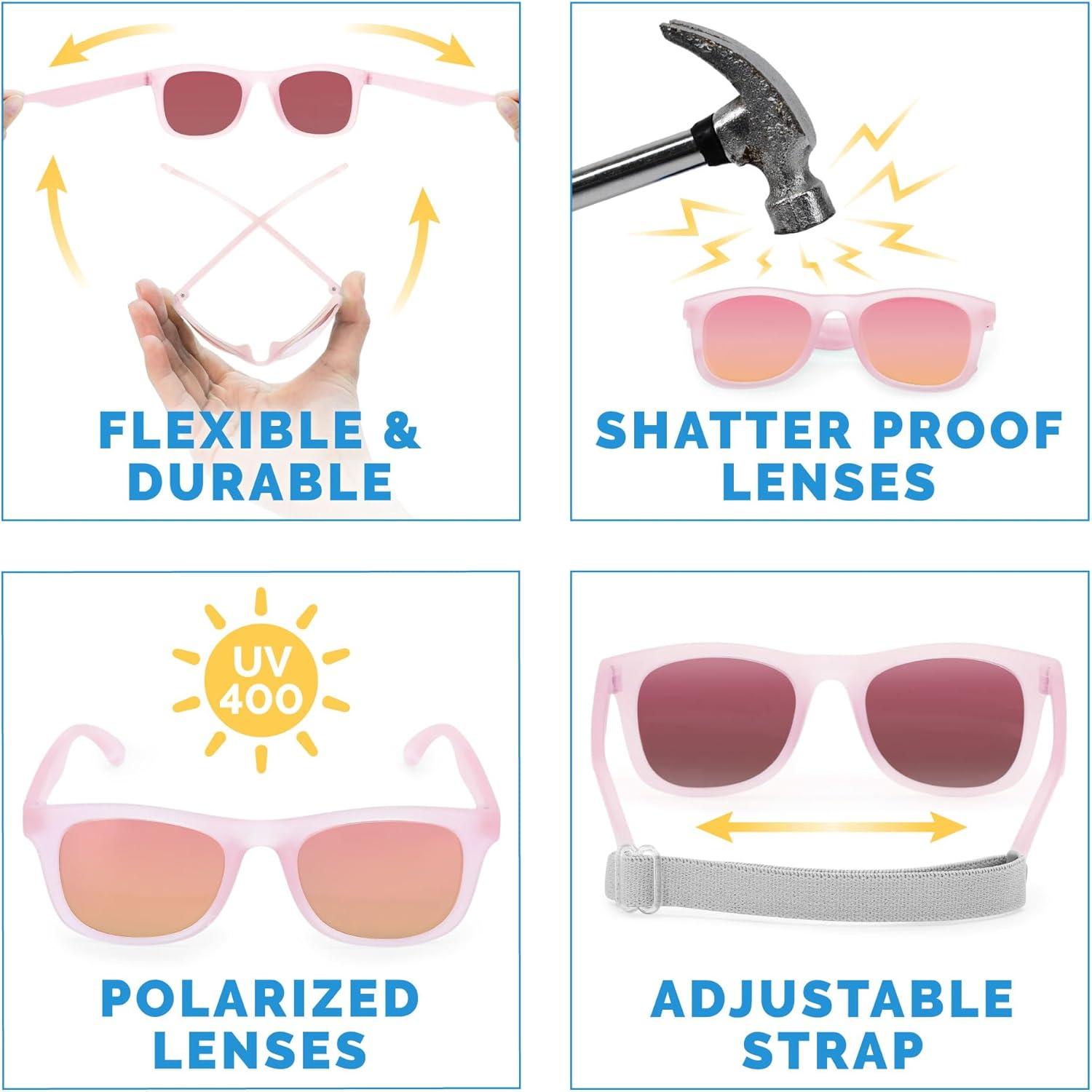 image:imageJAN amp JUL Baby Toddler Kids Flexible UV400 Polarized Sunglasses with Strap for Girls BoysFrosty Lavender