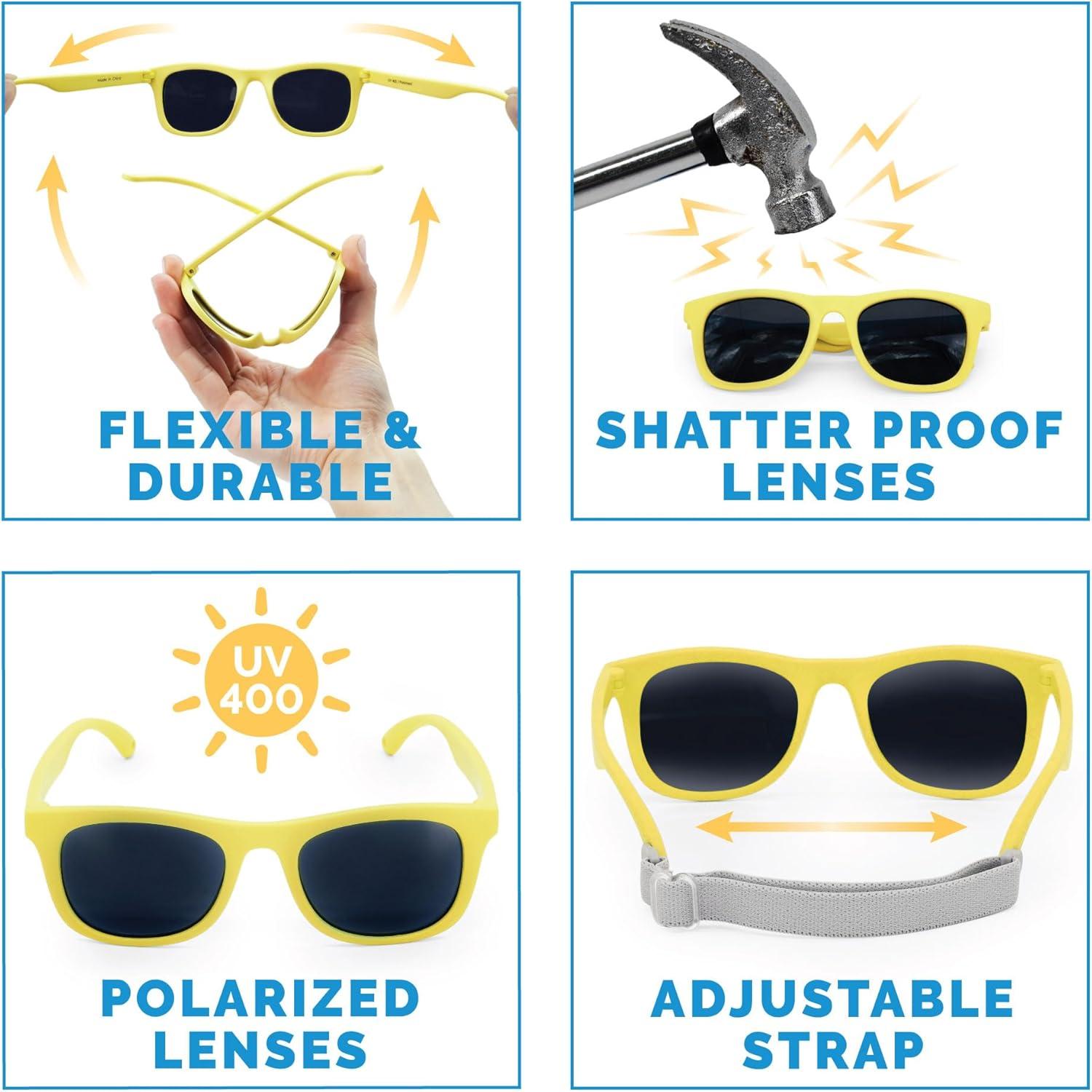 image:imageJAN amp JUL Baby Toddler Kids Flexible UV400 Polarized Sunglasses with Strap for Girls BoysLemonade