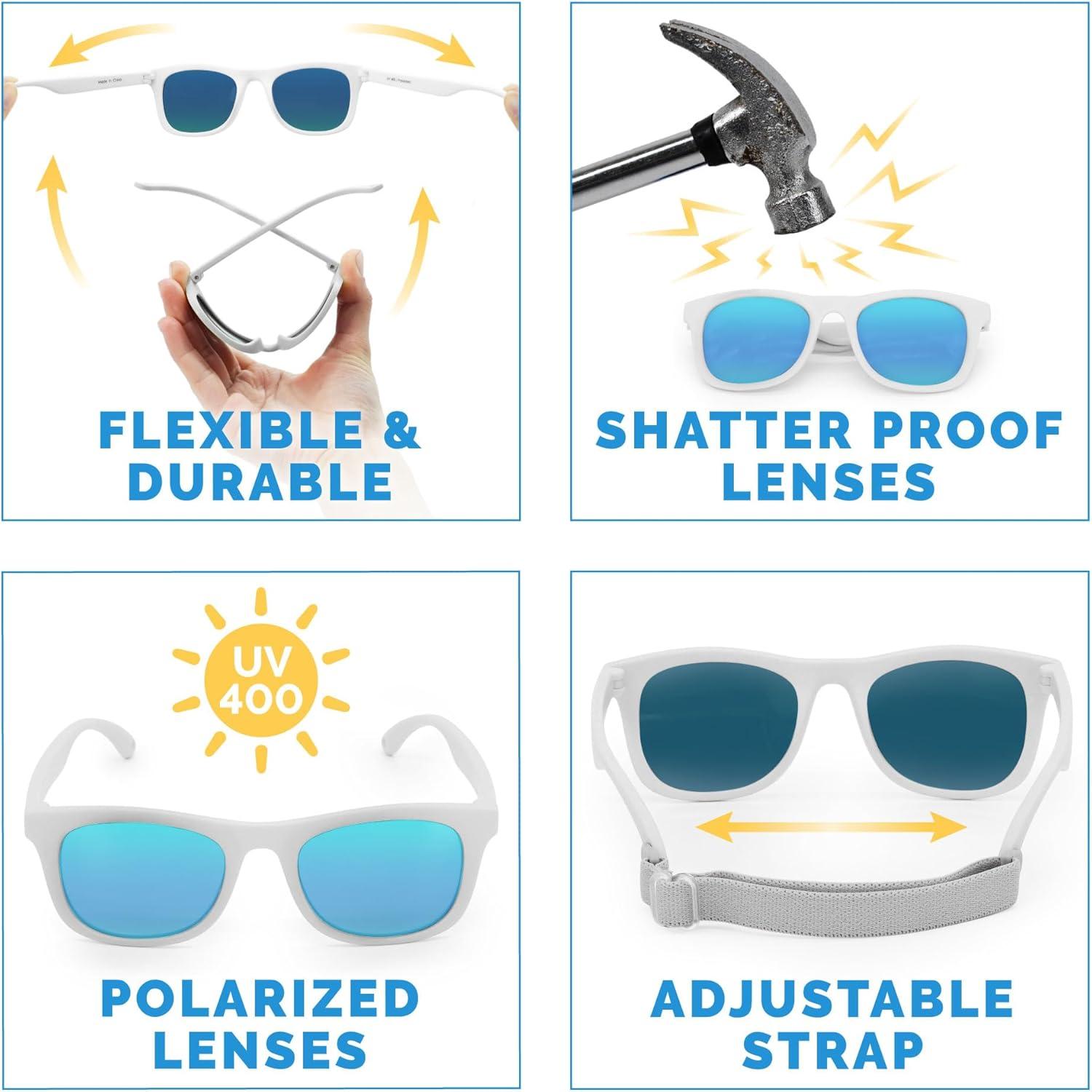 image:imageJAN amp JUL Baby Toddler Kids Flexible UV400 Polarized Sunglasses with Strap for Girls BoysLight Blue