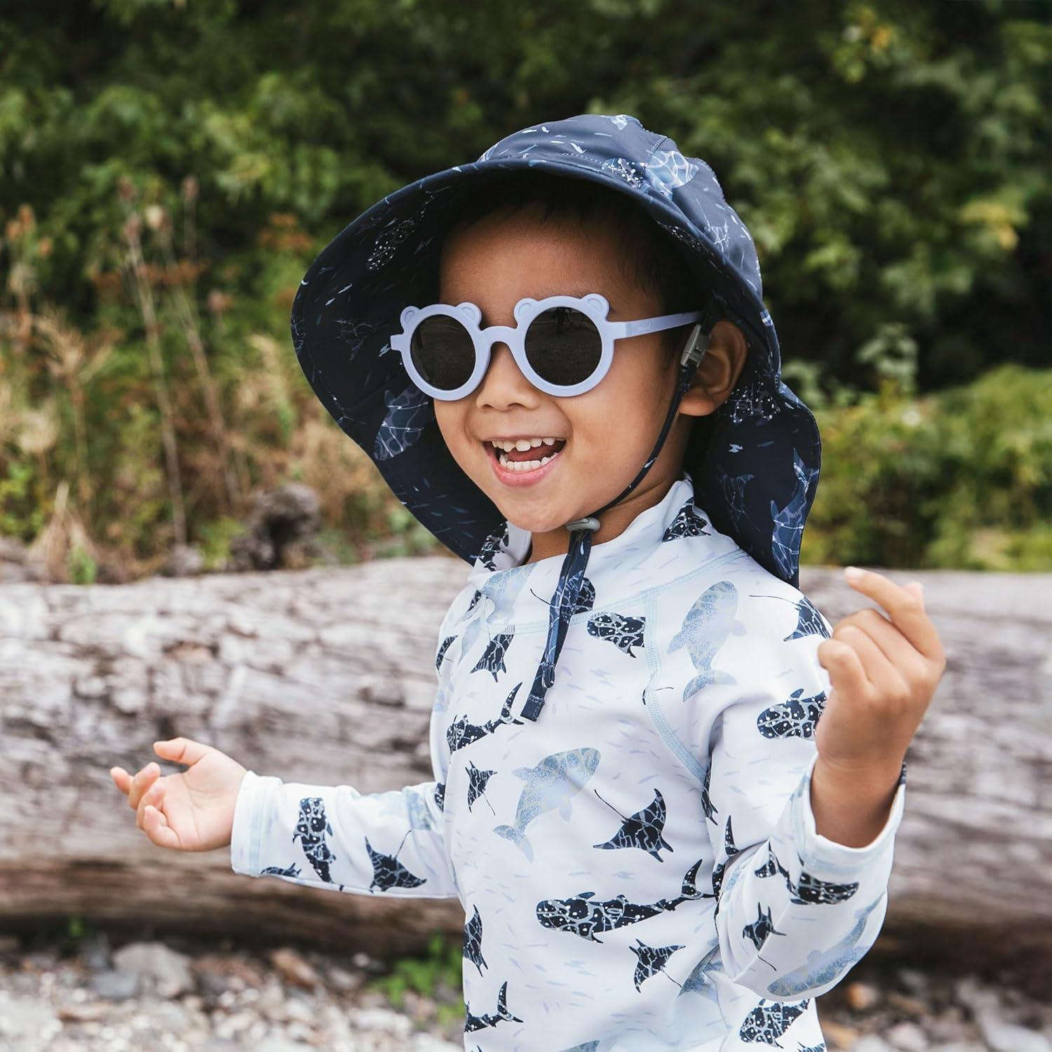image:imageJAN amp JUL Baby Toddler Kids Flexible UV400 Polarized Sunglasses with Strap for Girls BoysLight Blue Bear