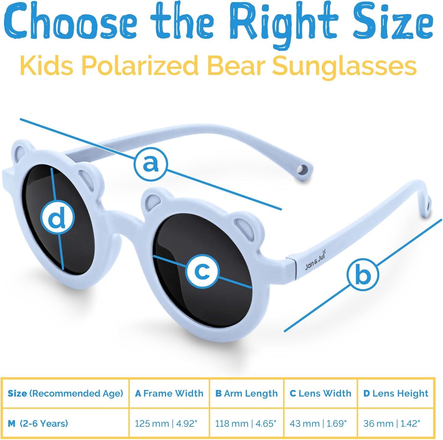image:imageJAN amp JUL Baby Toddler Kids Flexible UV400 Polarized Sunglasses with Strap for Girls BoysLight Blue Bear