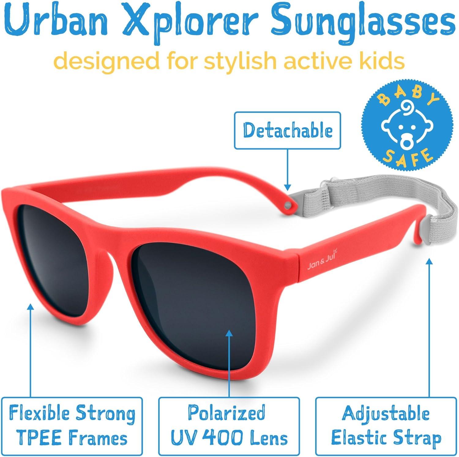 image:imageJAN amp JUL Baby Toddler Kids Flexible UV400 Polarized Sunglasses with Strap for Girls BoysNautical Red