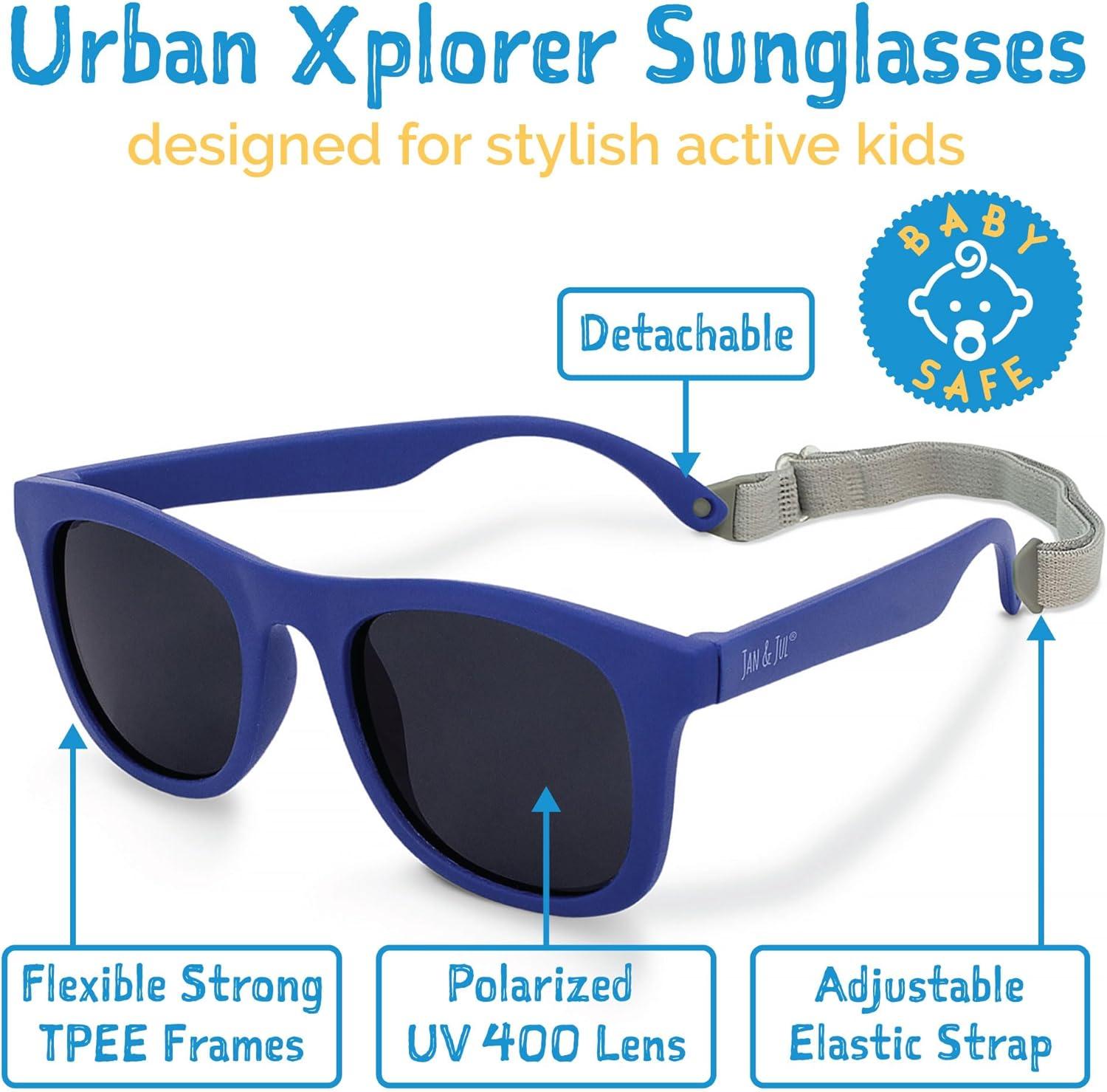 image:imageJAN amp JUL Baby Toddler Kids Flexible UV400 Polarized Sunglasses with Strap for Girls BoysNavy