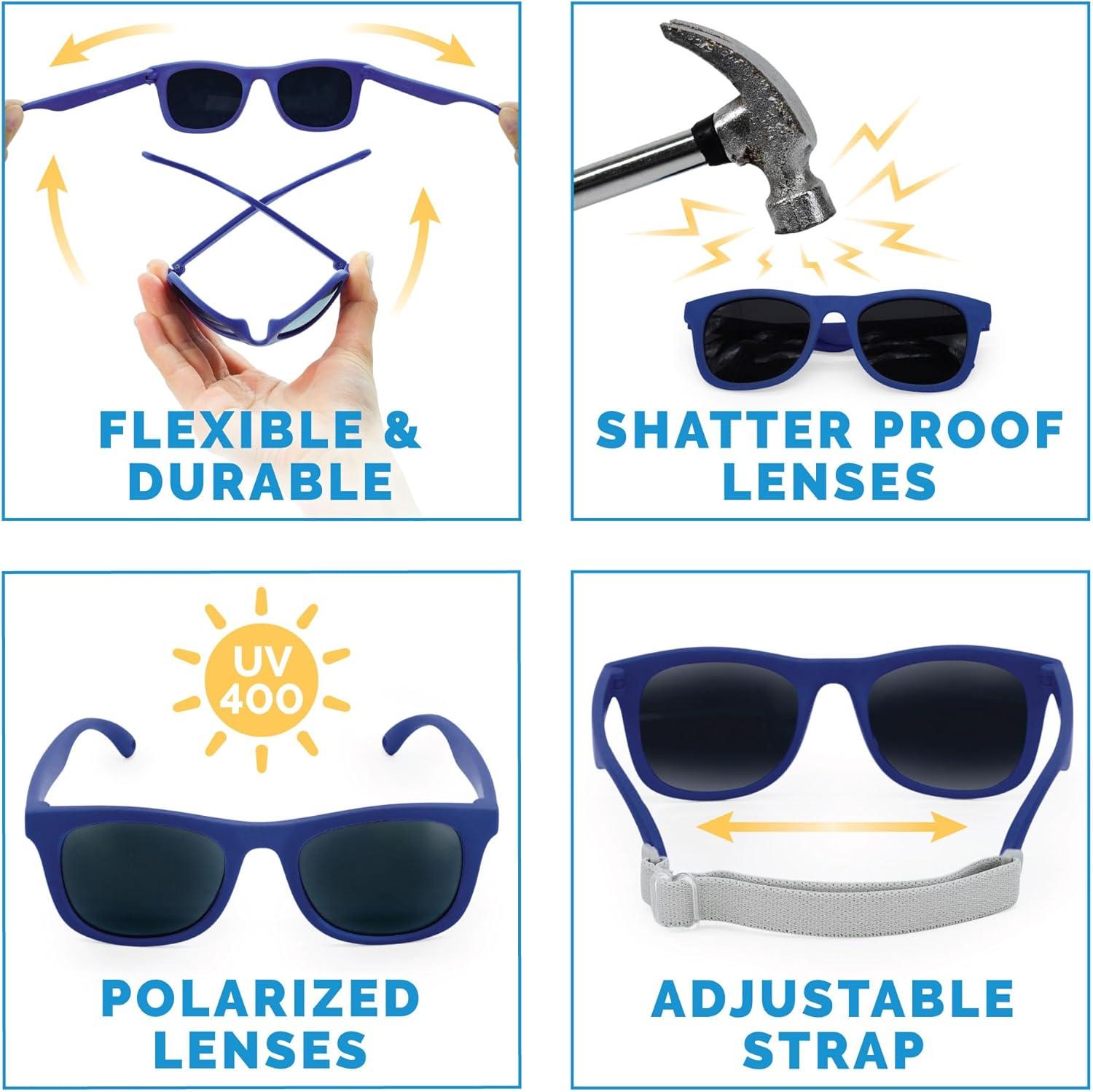 image:imageJAN amp JUL Baby Toddler Kids Flexible UV400 Polarized Sunglasses with Strap for Girls BoysNavy