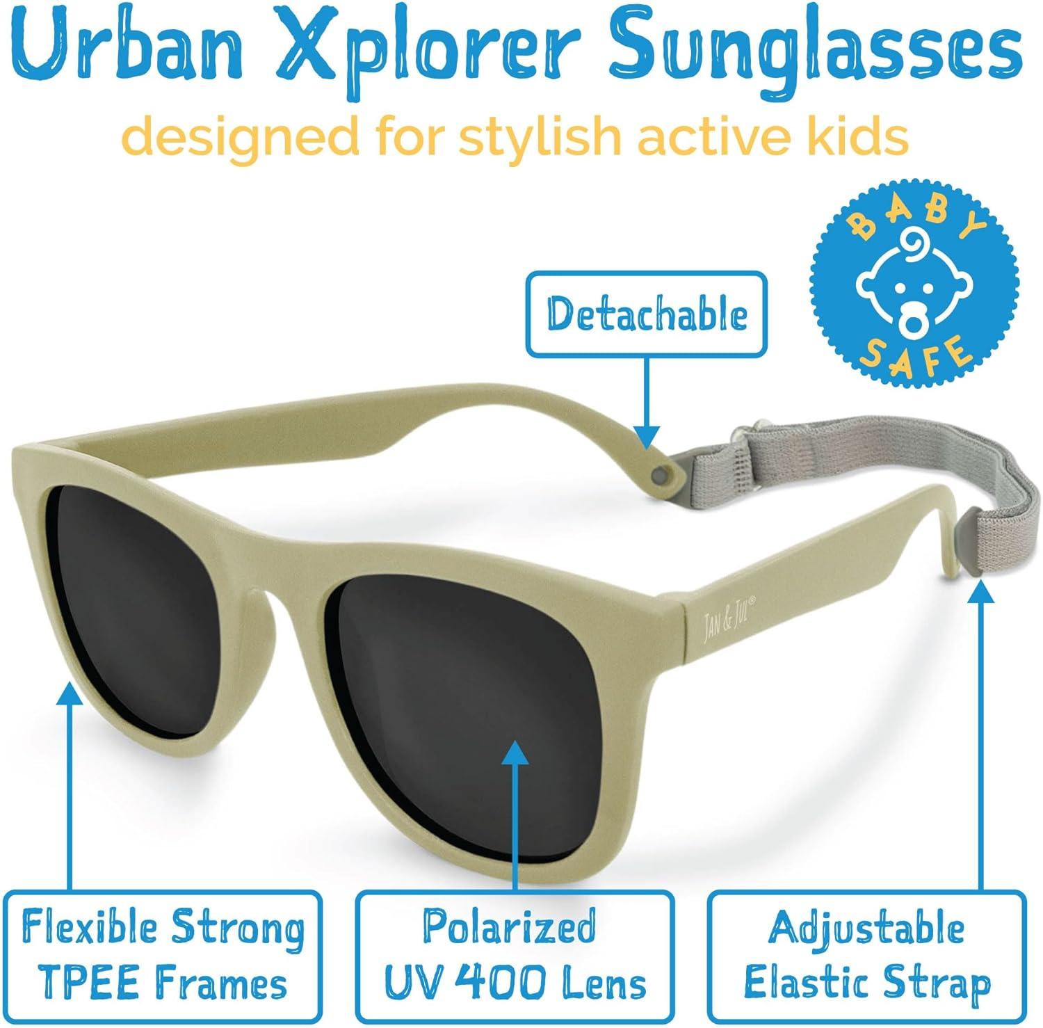 image:imageJAN amp JUL Baby Toddler Kids Flexible UV400 Polarized Sunglasses with Strap for Girls BoysOlive Khaki