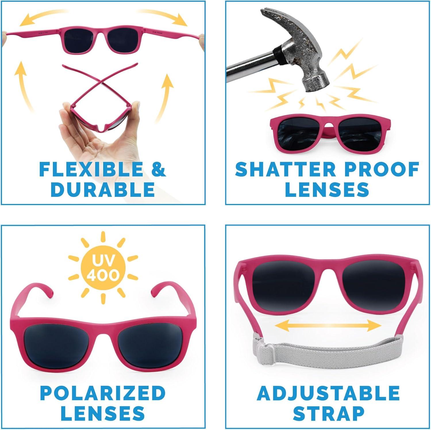 image:imageJAN amp JUL Baby Toddler Kids Flexible UV400 Polarized Sunglasses with Strap for Girls BoysOrchid
