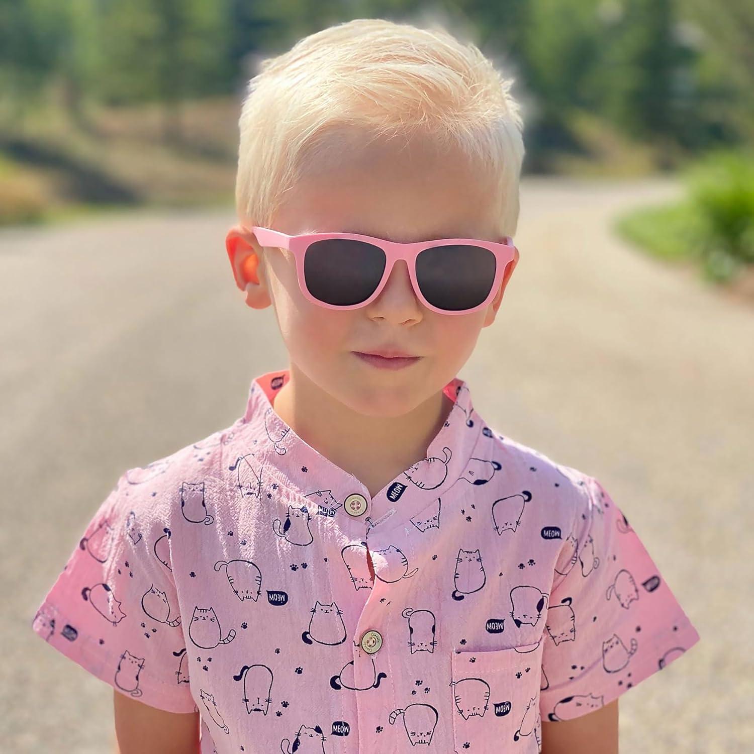 image:imageJAN amp JUL Baby Toddler Kids Flexible UV400 Polarized Sunglasses with Strap for Girls BoysPeachy Pink