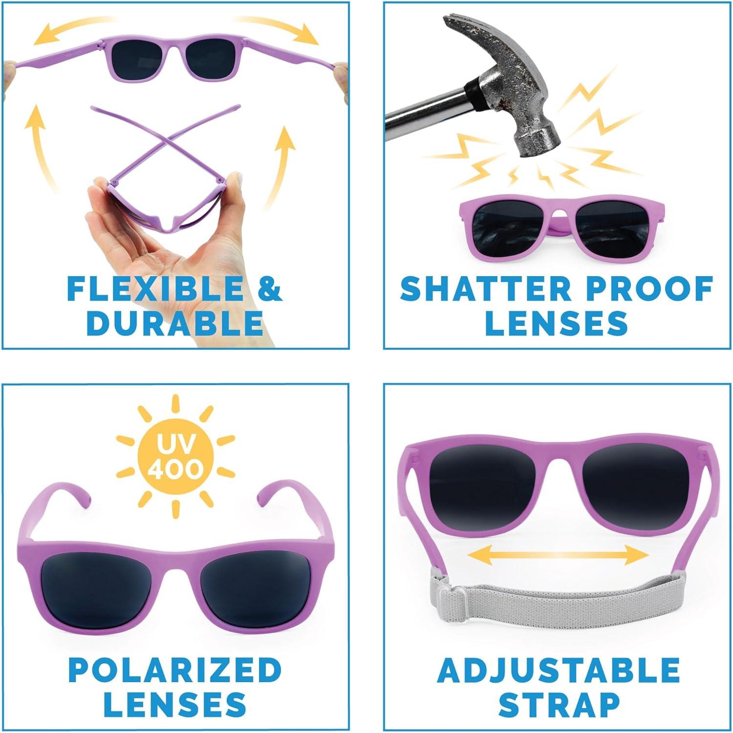image:imageJAN amp JUL Baby Toddler Kids Flexible UV400 Polarized Sunglasses with Strap for Girls BoysPurple Popsicle