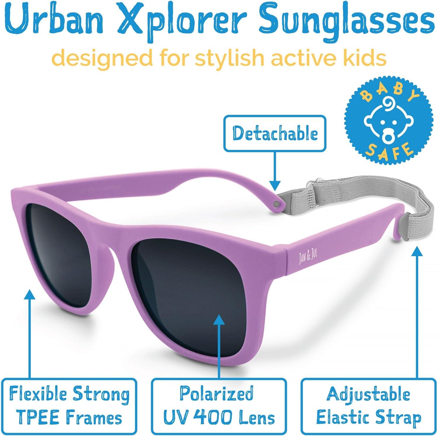 image:imageJAN amp JUL Baby Toddler Kids Flexible UV400 Polarized Sunglasses with Strap for Girls BoysPurple Popsicle