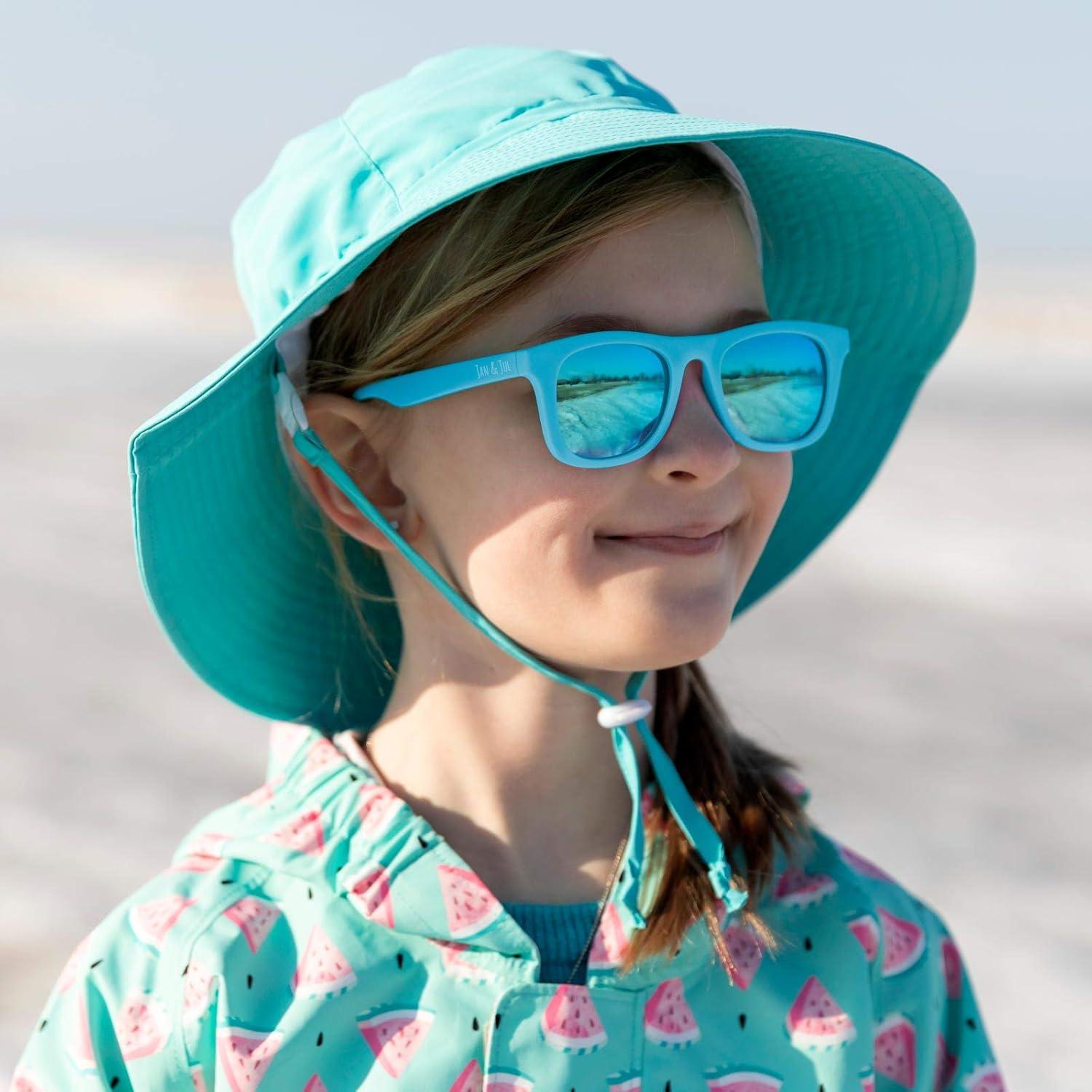 image:imageJAN amp JUL Baby Toddler Kids Flexible UV400 Polarized Sunglasses with Strap for Girls BoysSky Blue Aurora