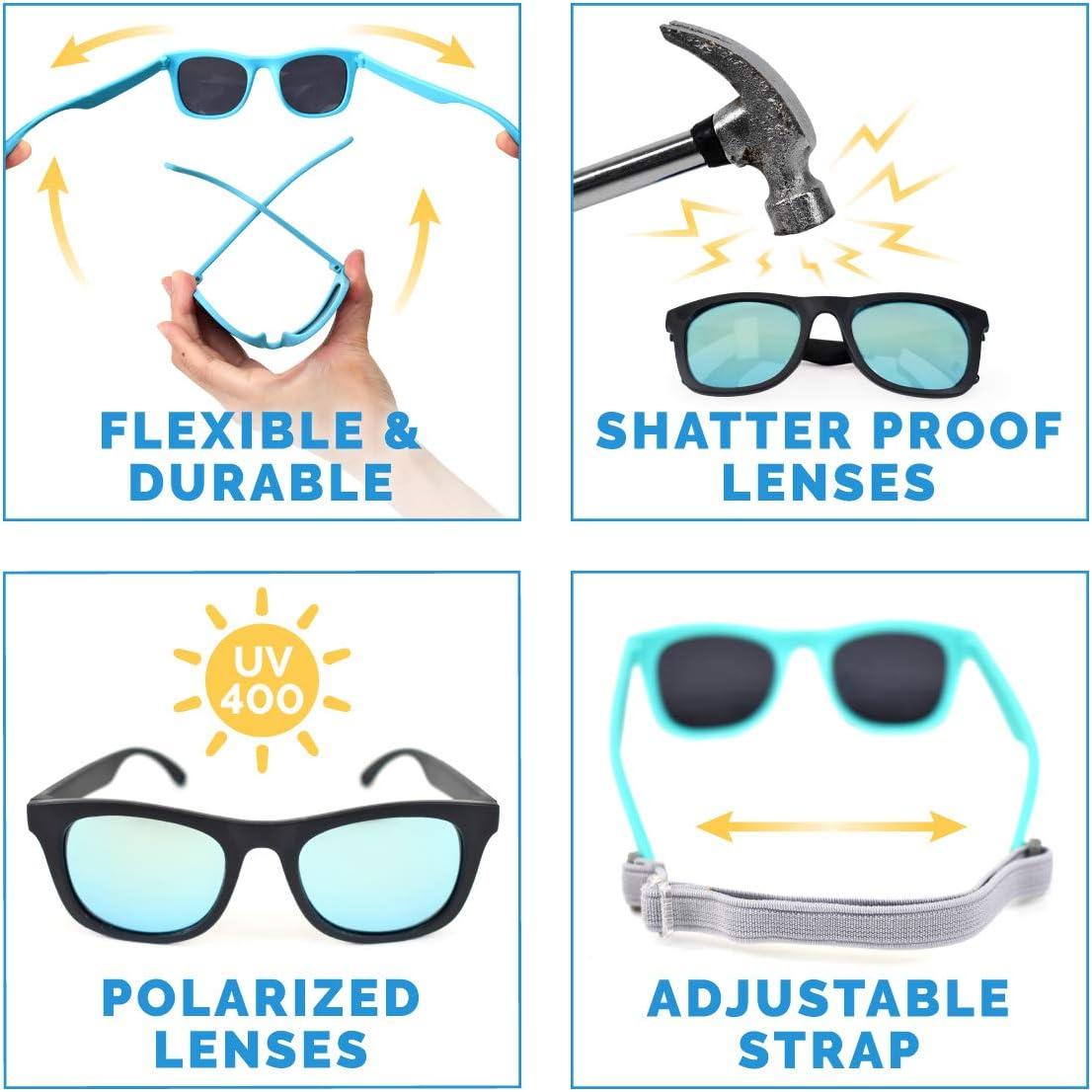 image:imageJAN amp JUL Baby Toddler Kids Flexible UV400 Polarized Sunglasses with Strap for Girls BoysSky Blue Aurora