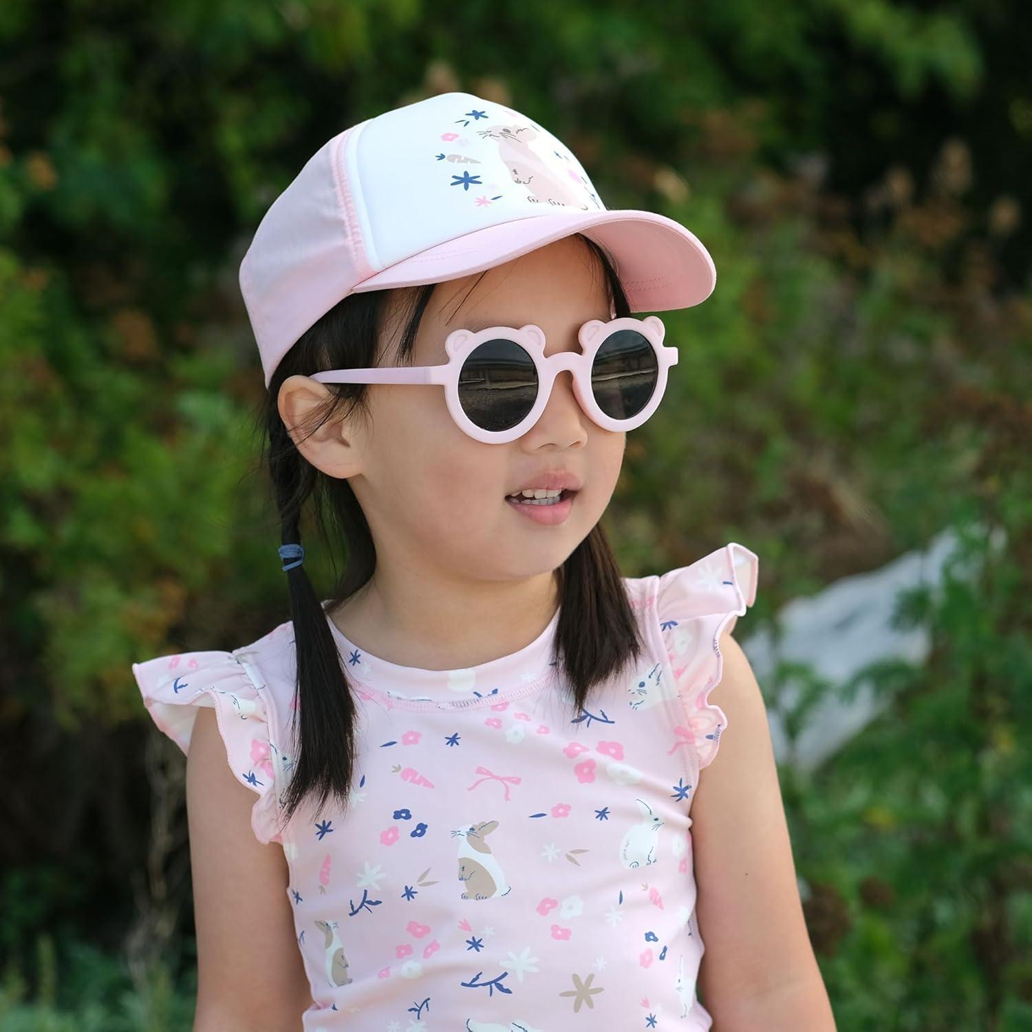 image:imageJAN amp JUL Baby Toddler Kids Flexible UV400 Polarized Sunglasses with Strap for Girls BoysSoft Pink Bear