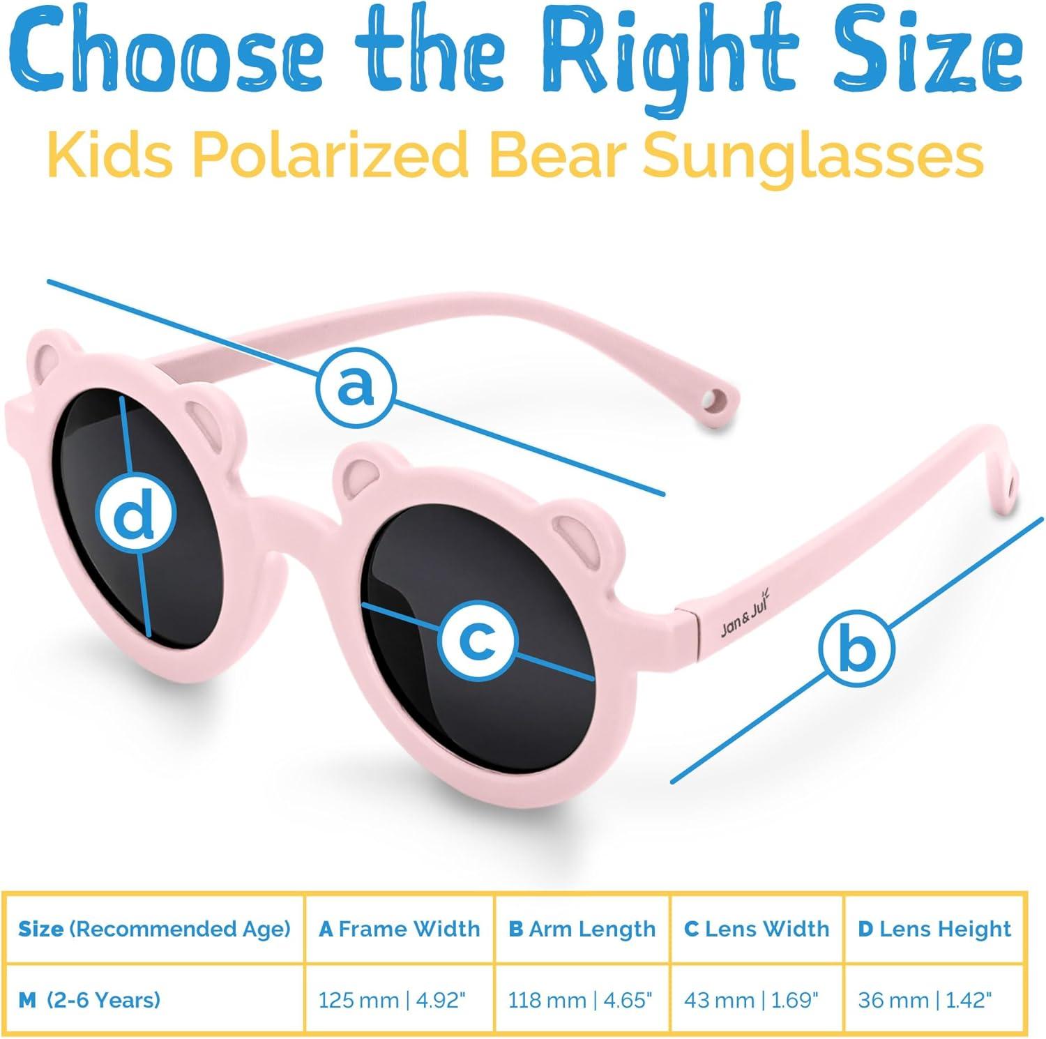 image:imageJAN amp JUL Baby Toddler Kids Flexible UV400 Polarized Sunglasses with Strap for Girls BoysSoft Pink Bear