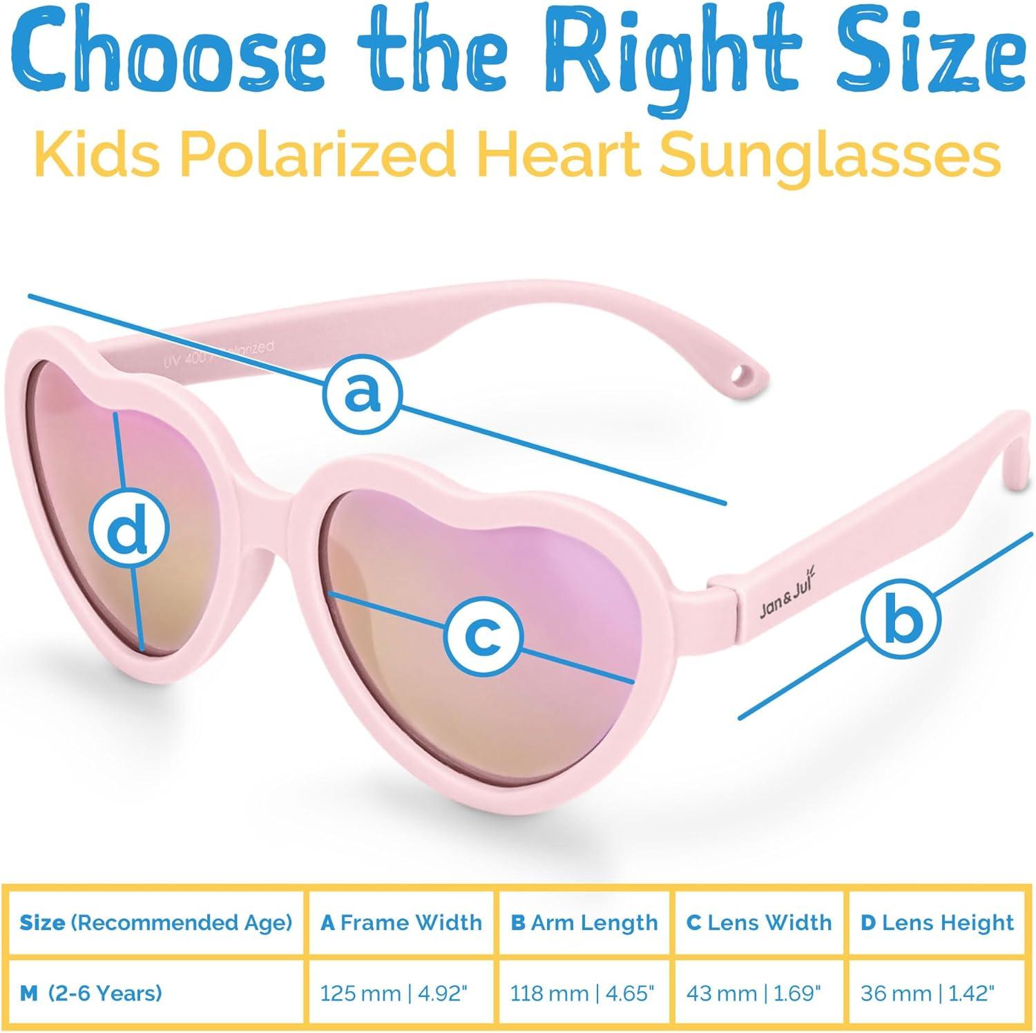 image:imageJAN amp JUL Baby Toddler Kids Flexible UV400 Polarized Sunglasses with Strap for Girls BoysSoft Pink Heart Aurora